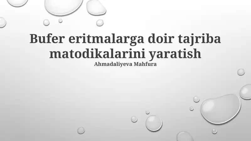 Buffer Eritmalarga Doir Tajriba Matodikalarini Yaratish