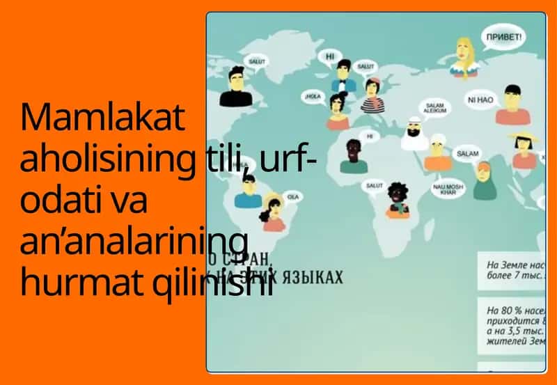 Mamlakat aholisining tili,urf-odati va an’analarining hurmat qilinishi