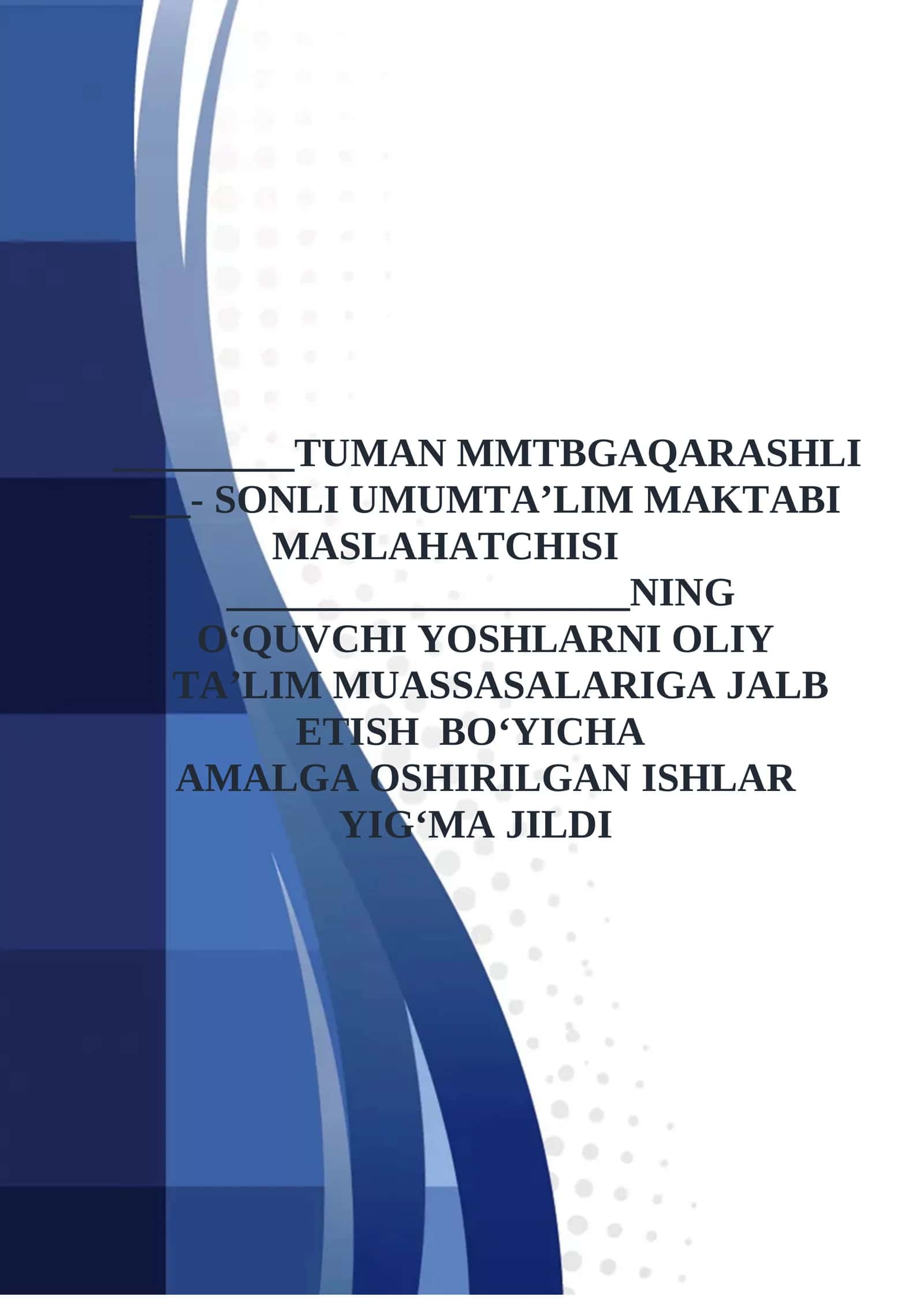 TUMAN MMTBGAQARASHLI - SONLI UMUMTA’LIM MAKTABI MASLAHATCHISI