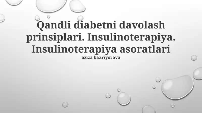 Qandli diabetni davolash prinsiplari