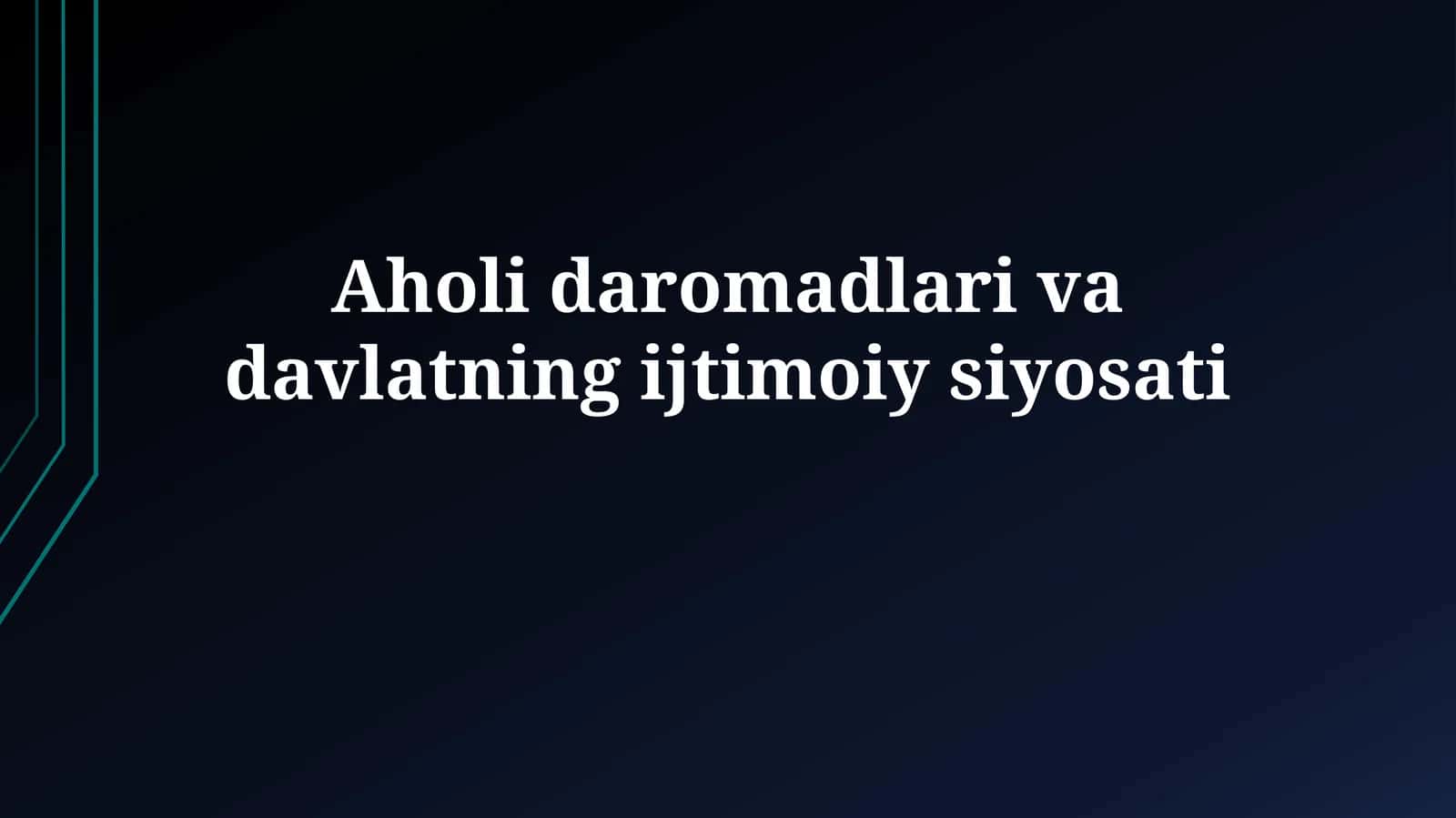 Aholi daromadlari taqsimoti va daromad tengsizligi