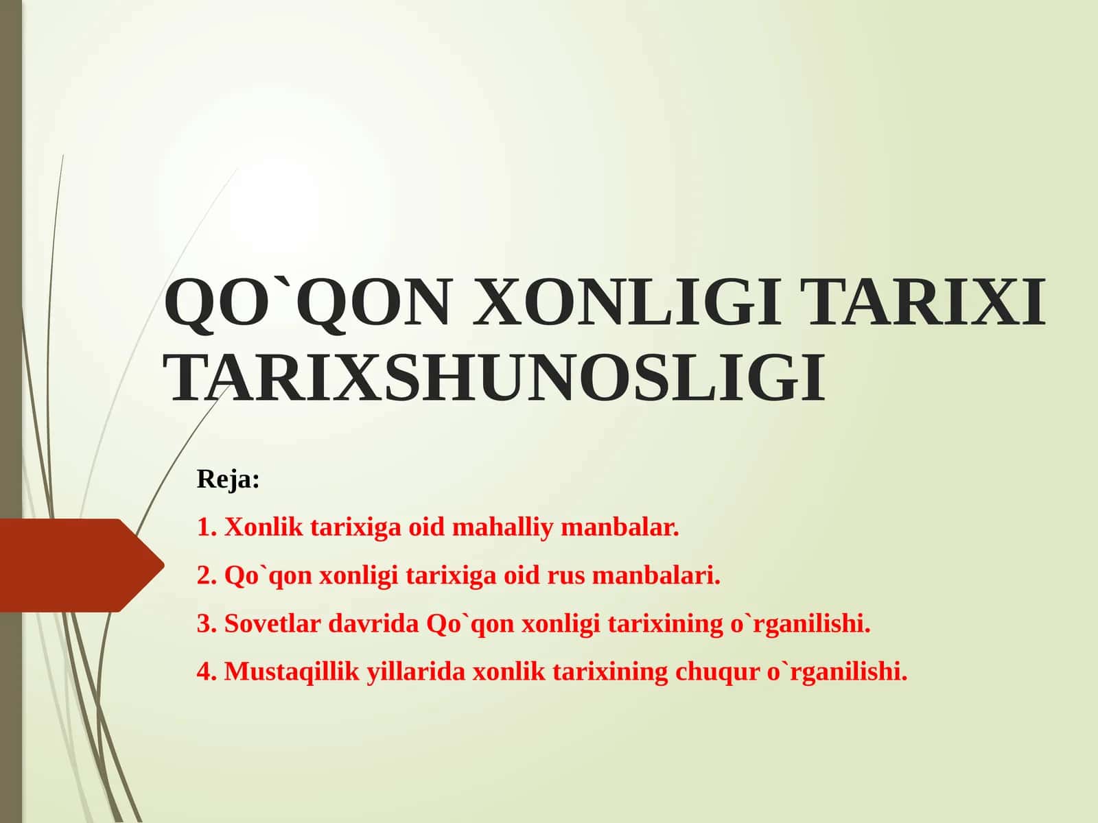 QO`QON XONLIGI TARIXI TARIXSHUNOSLIGI