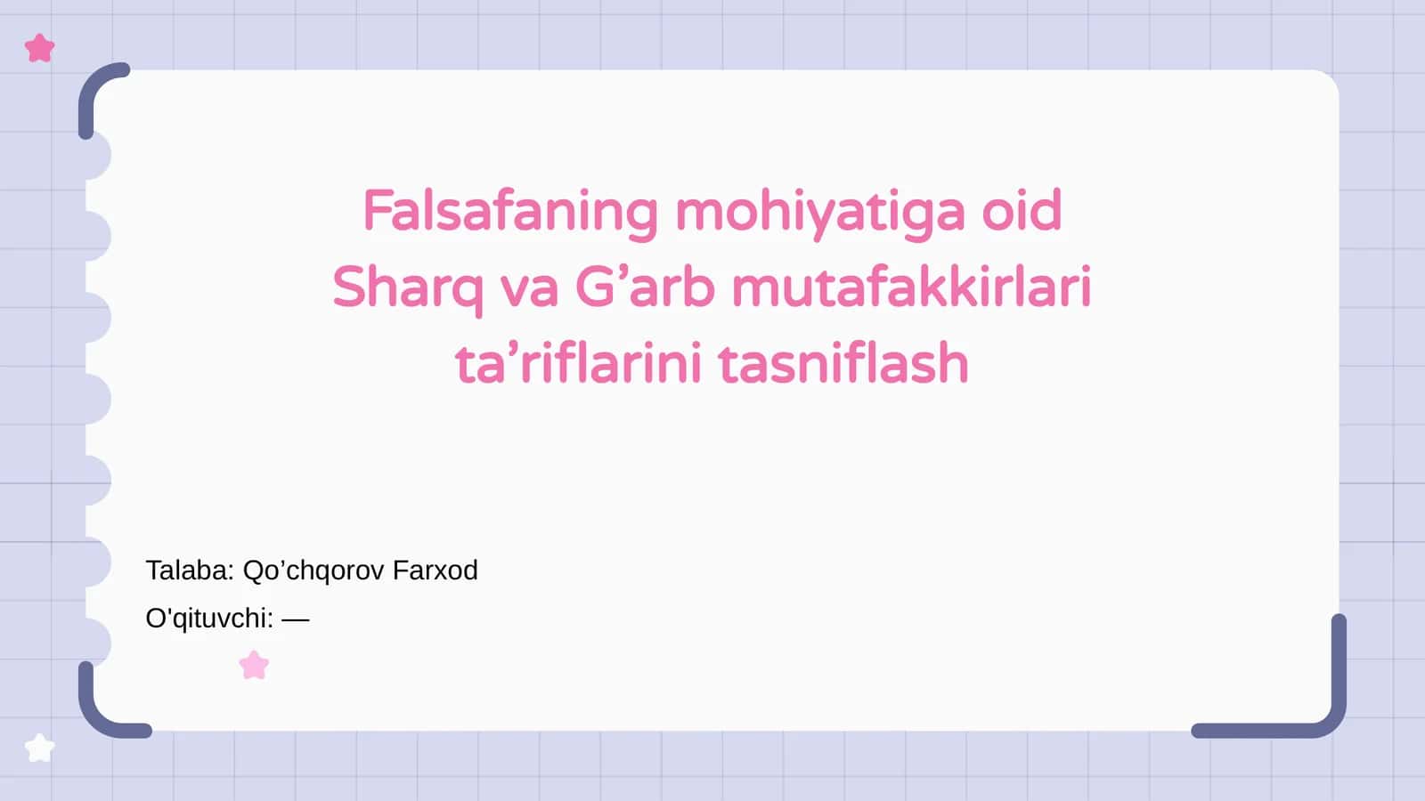 Falsafaning mohiyatiga oid Sharq va G’arb mutafakkirlari ta’riflarini tasniflash