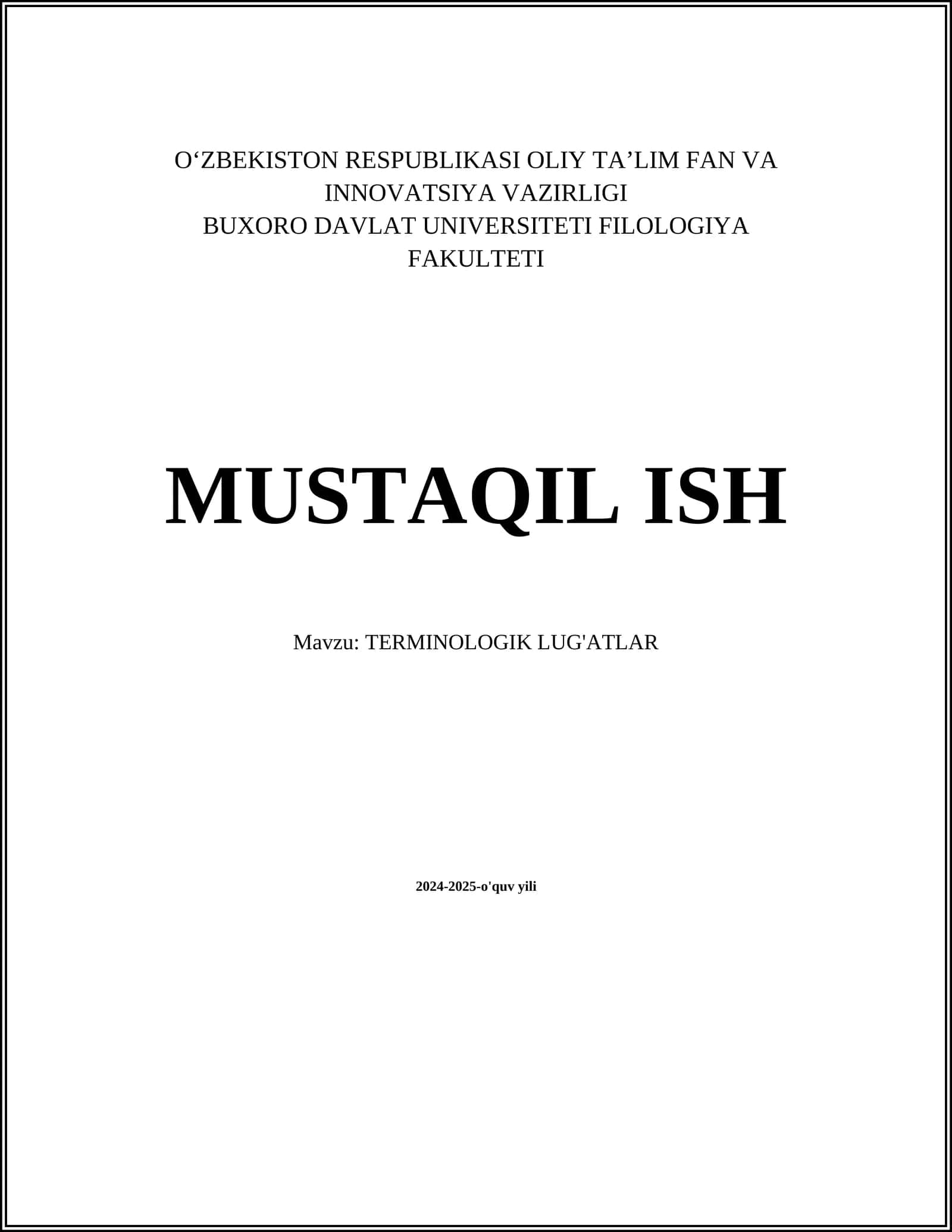 TERMINOLOGIK LUG'ATLAR