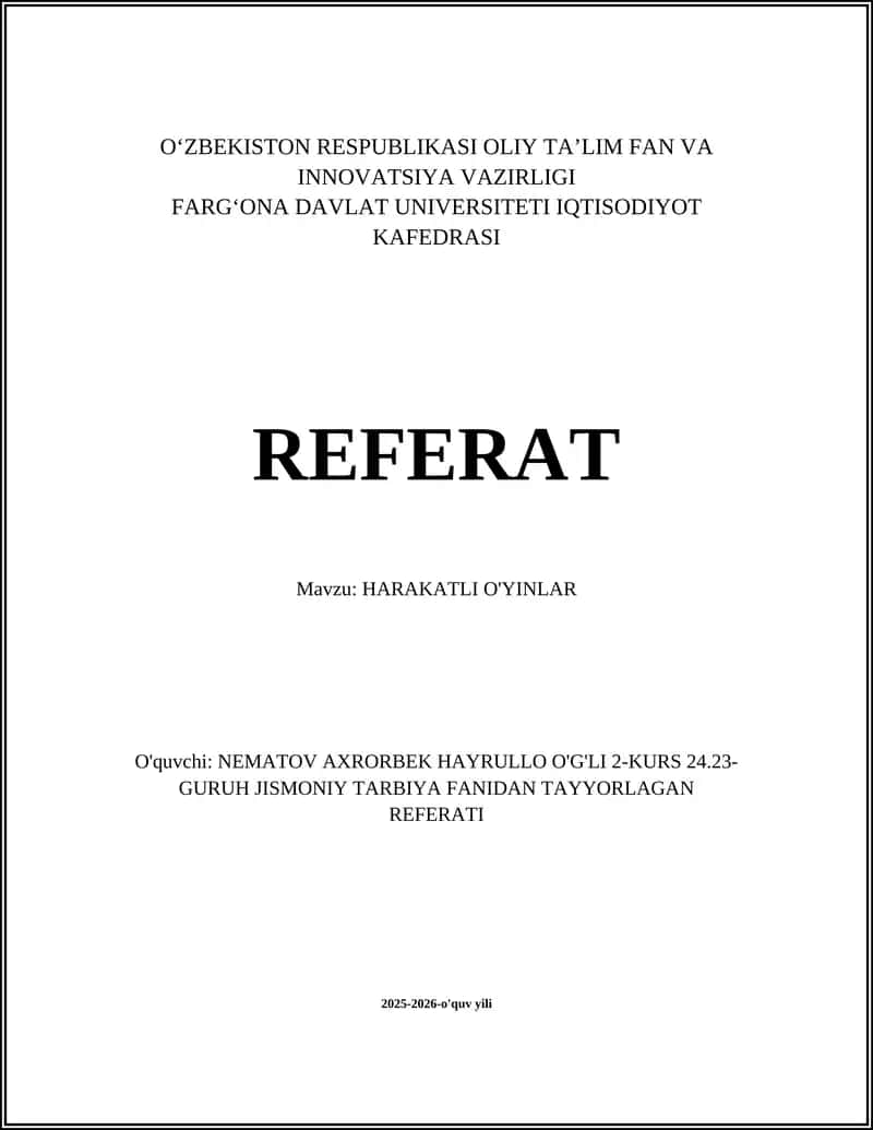 HARAKATLI O'YINLAR