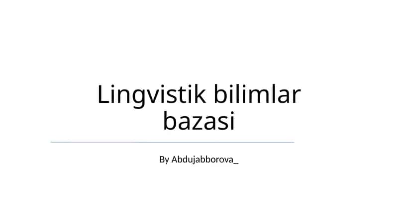Lingvistik bilimlar bazasi