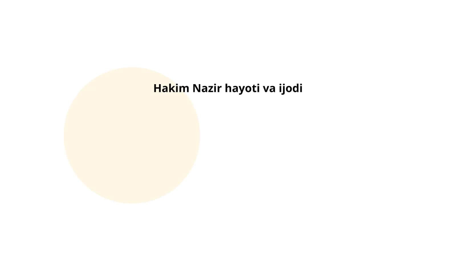 Hakim Nazir hayoti va ijodi