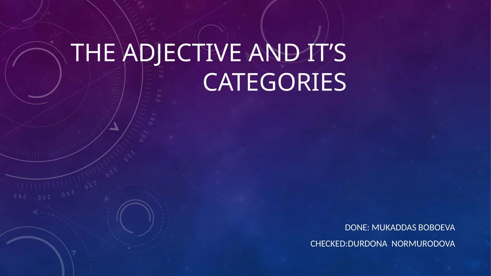 The adjective and its categories