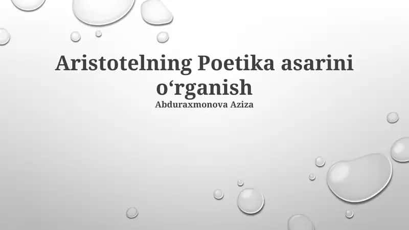 Aristotelning Poetika asarini oʻrganish