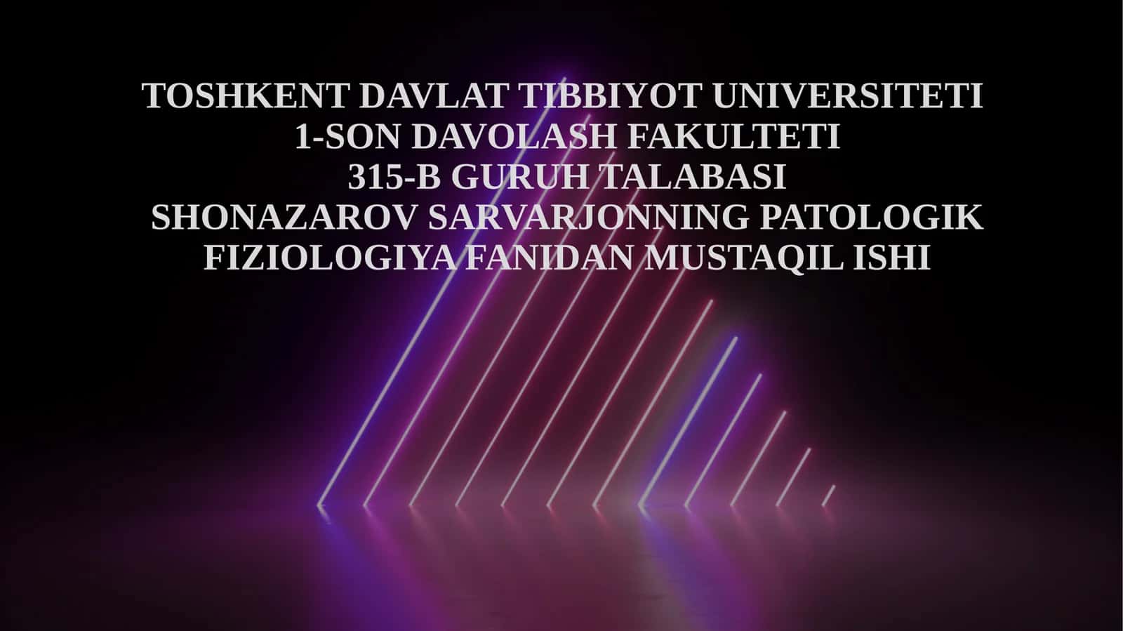 PATOLOGIK FIZIOLOGIYA FANIDAN MUSTAQIL ISHI