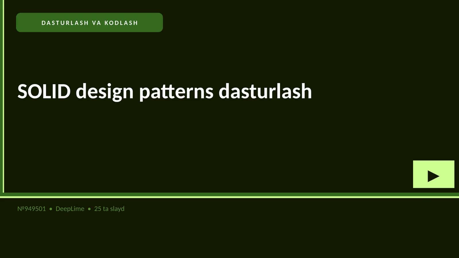 SOLID design patterns dasturlash