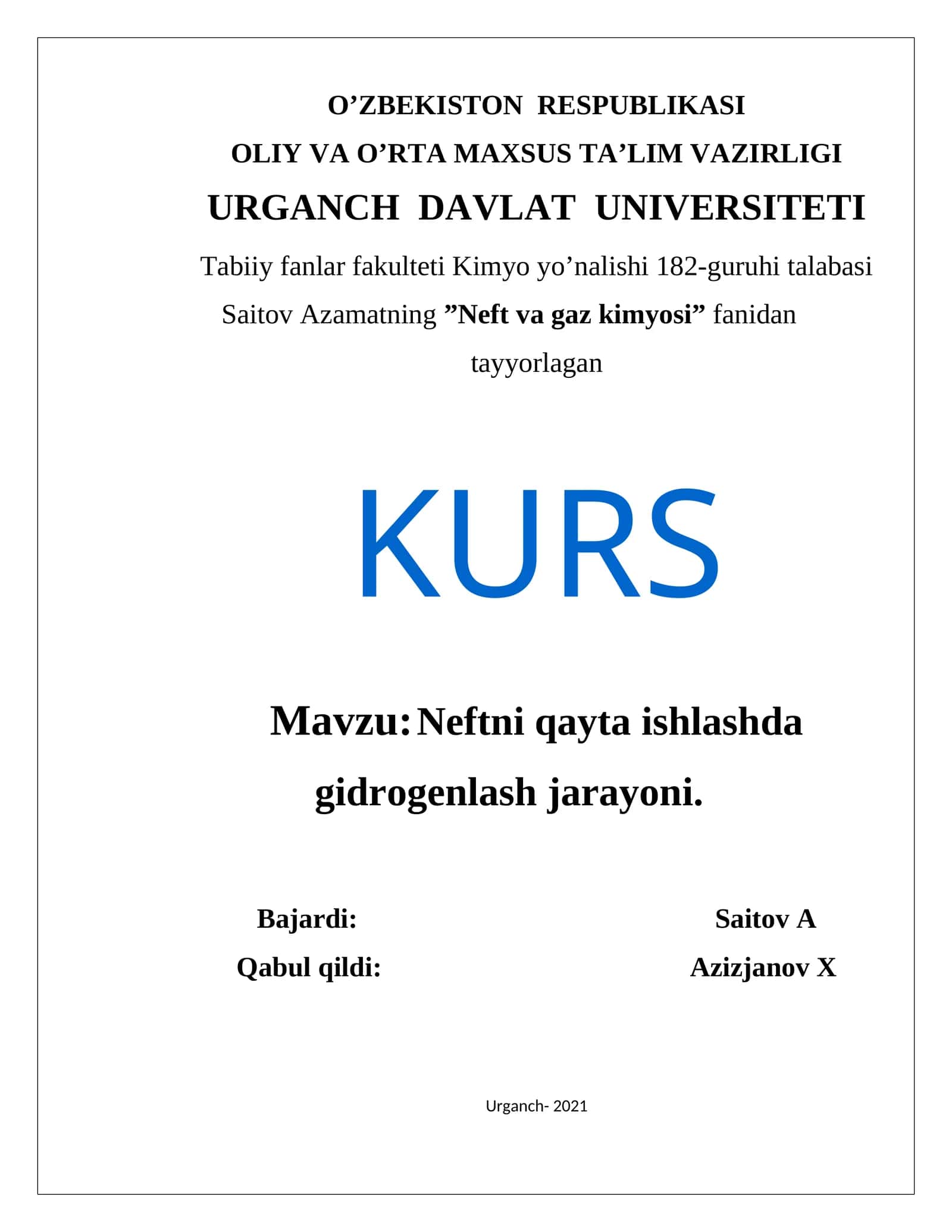 Neft va gaz kimyosi