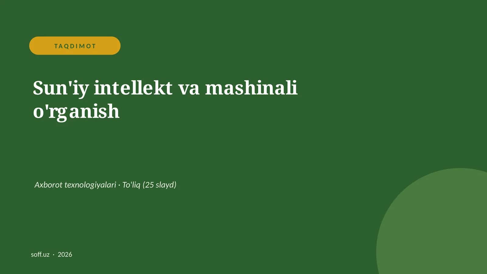 Sun'iy intellekt va mashinali o'rganish