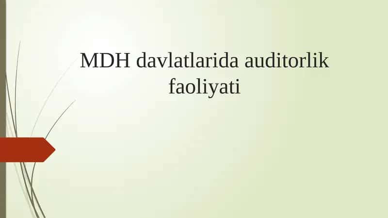 MDH davlatlarida auditorlik faoliyati