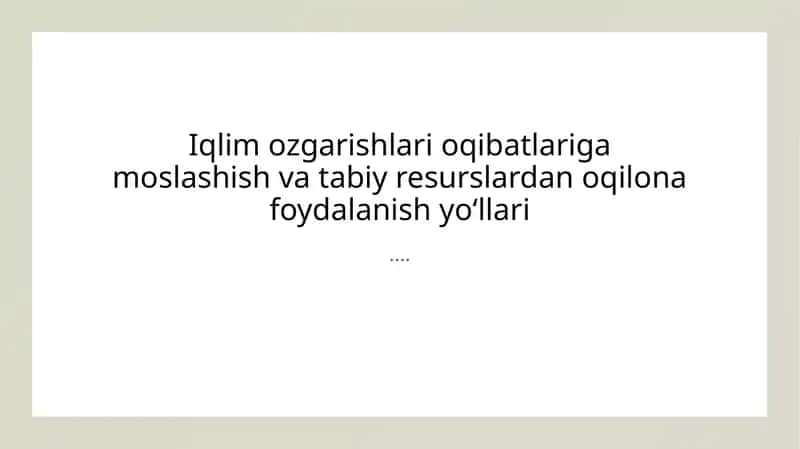 Iqlim o'zgarishlariga moslashish strategiyalari