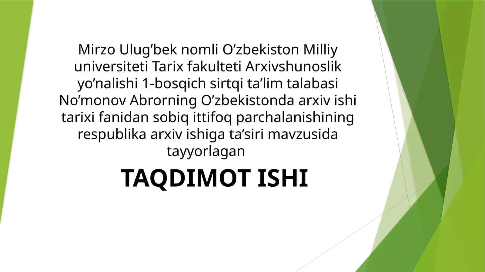 O’zbekistonda arxiv ishi tarixi fanidan sobiq ittifoq parchalanishining respublika arxiv ishiga ta’siri