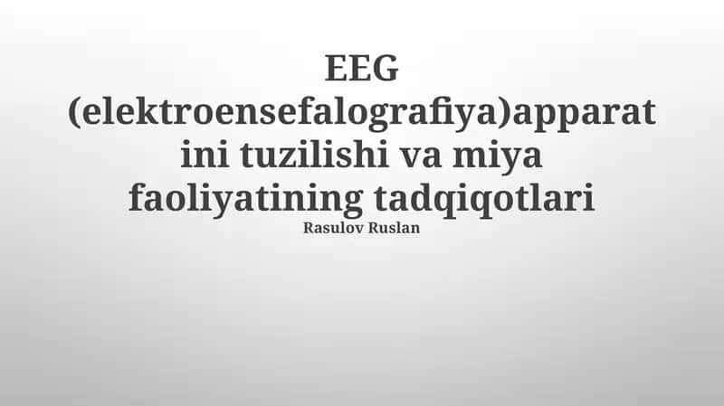 EEG (elektroensefalografiya) apparati