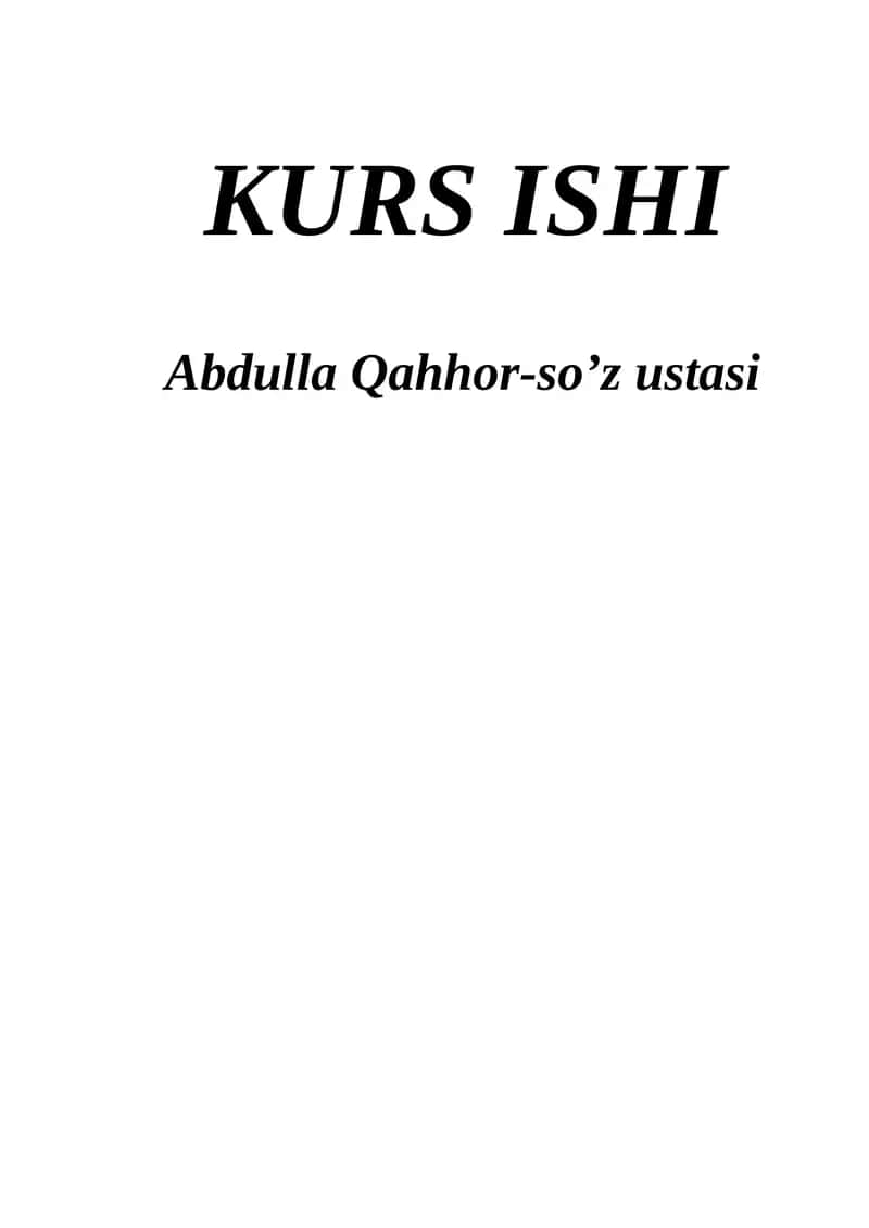 Abdulla Qahhor-so’z ustasi