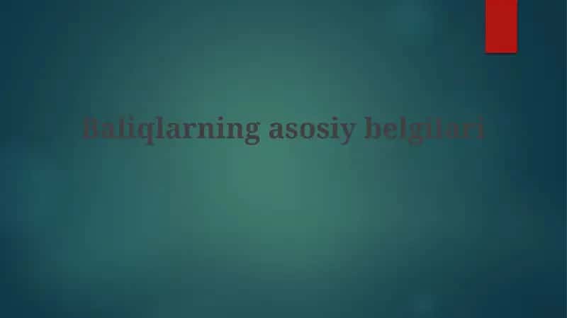Baliqlarning asosiy belgilari