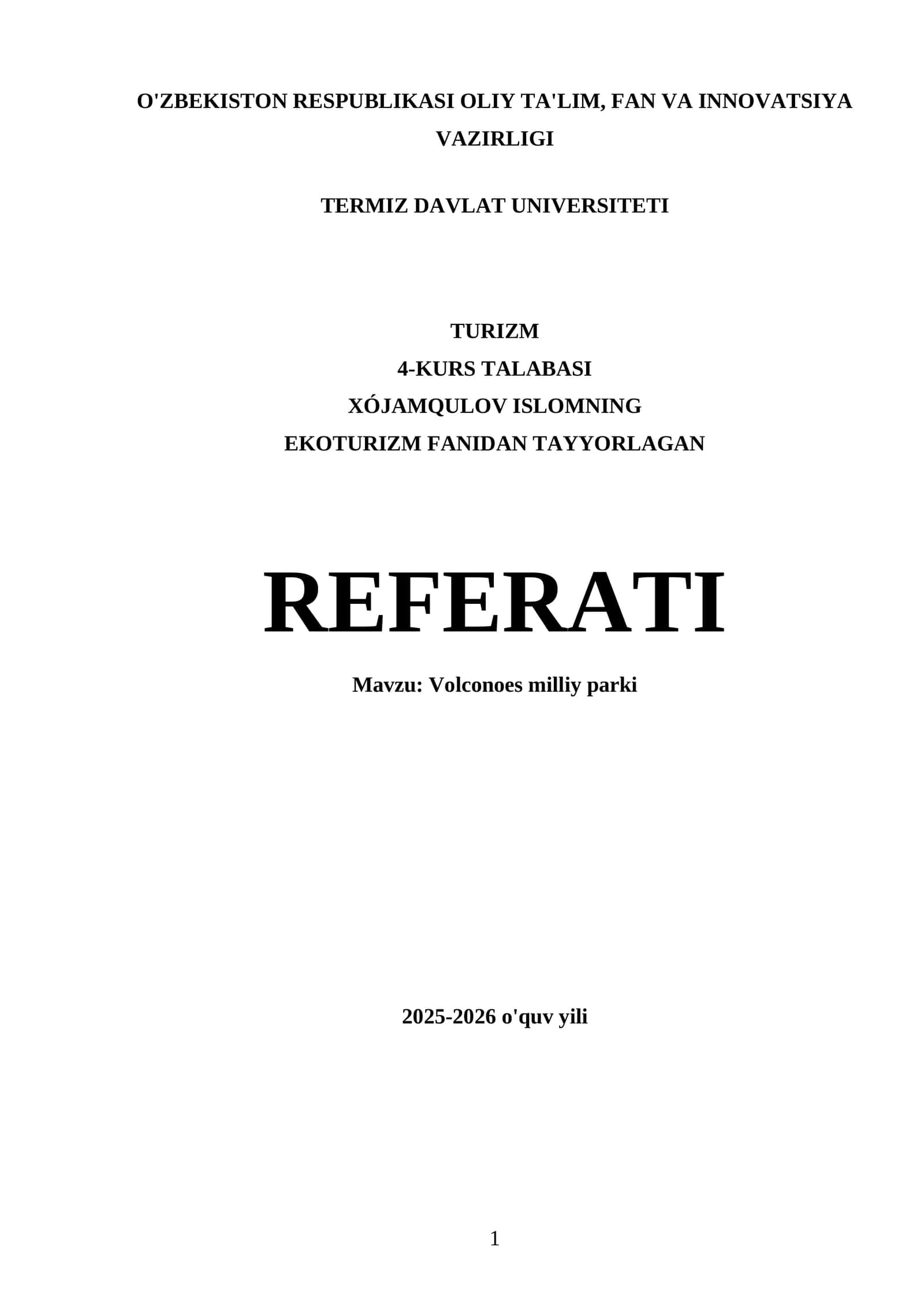 Volconoes milliy parki REFERATI