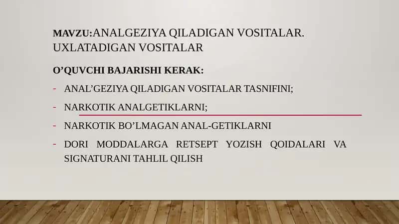 Analgeziya qiladigan vositalar