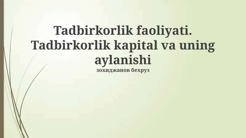 Tadbirkorlik faoliyati