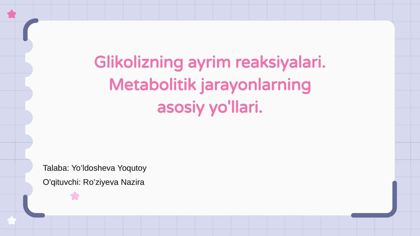 Glikolizning ayrim reaksiyalari. Metabolitik jarayonlarning asosiy yo'llari