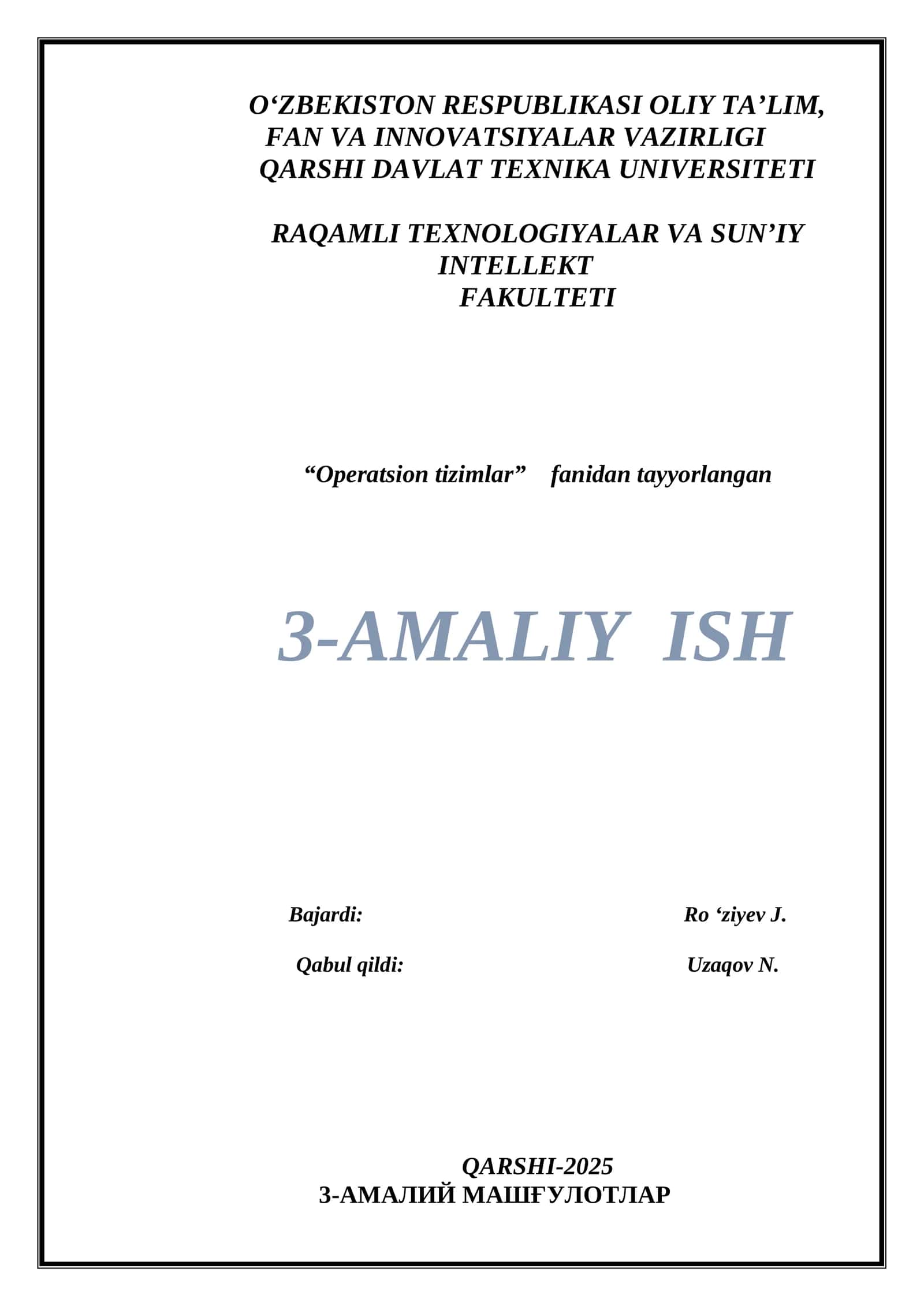 3-AMALIY ISH: Windowsда bуйруqlar satри интепретатори вa Поwершелл муҳити