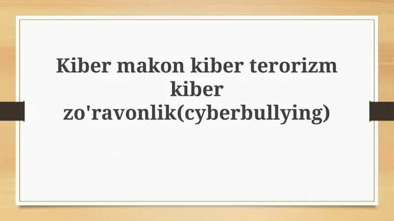 Kibermakon, Kiberterrorizm va Kiberbulling