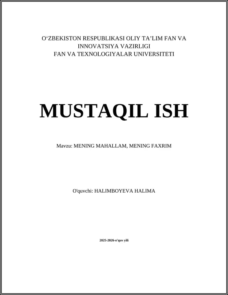 Mening mahallamning tarixi va qadimiy an'analari