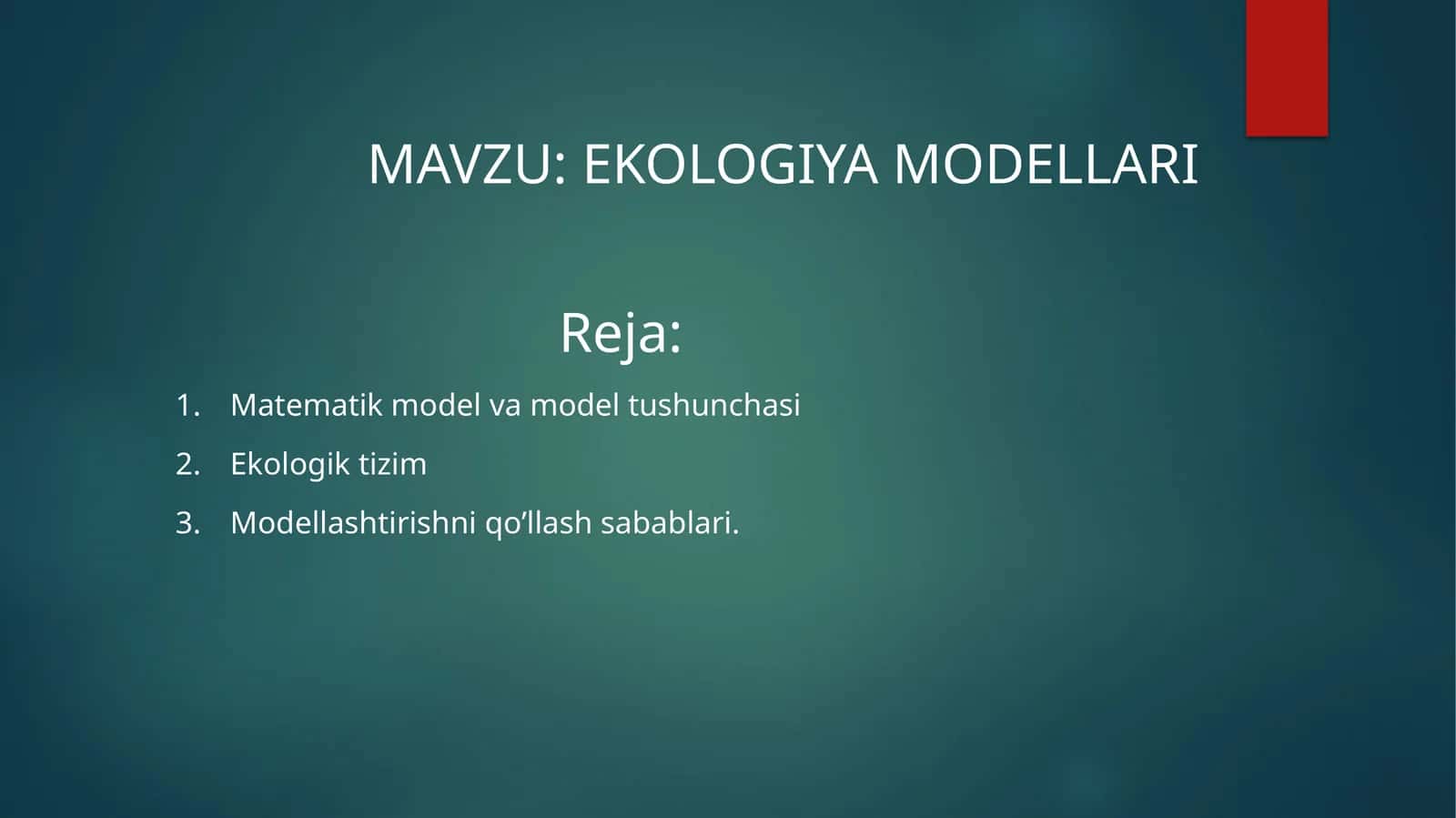 ekologiya modellari