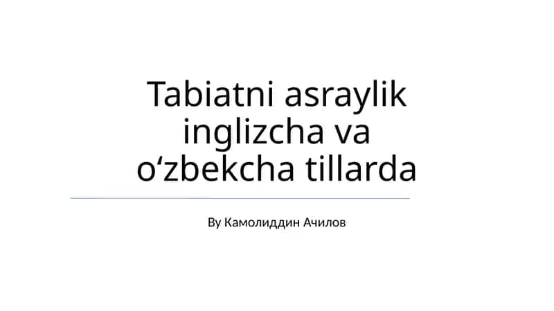 Tabiatni Asraylik
