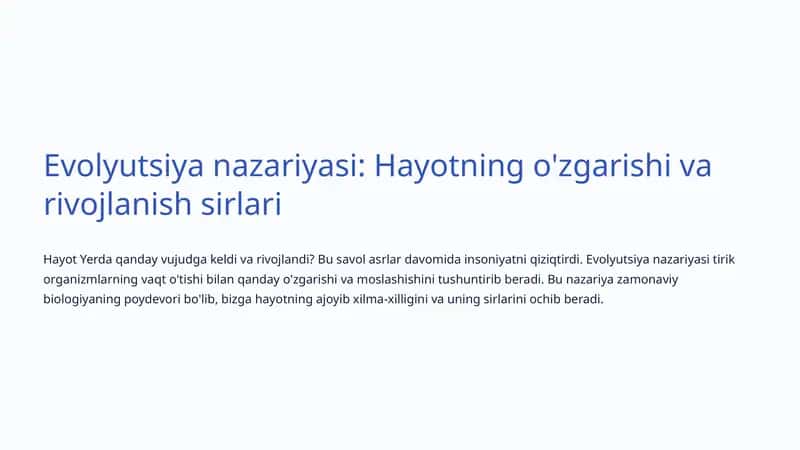 Evolyutsiya nazariyasi