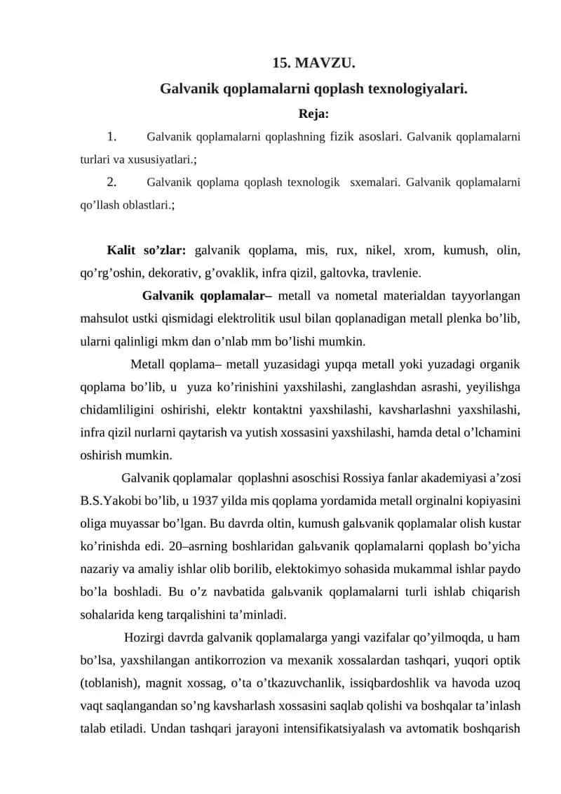 Galvanik qoplamalarni qoplash texnologiyalari