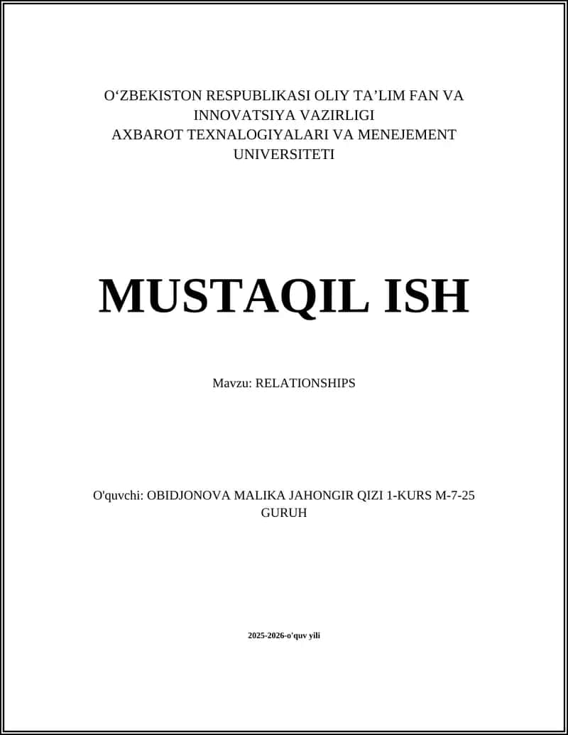 RELATIONSHIPS