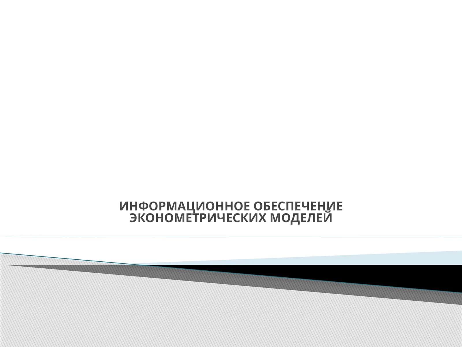 ИНФОРМАЦИОННОЕ ОБЕСПЕЧЕНИЕ ЭКОНОМЕТРИЧЕСКИХ МОДЕЛЕЙ