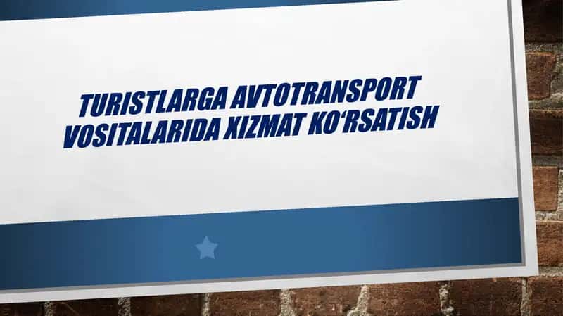 TURISTLARGA AVTOTRANSPORT VOSITALARIDA XIZMAT KO‘RSATISH