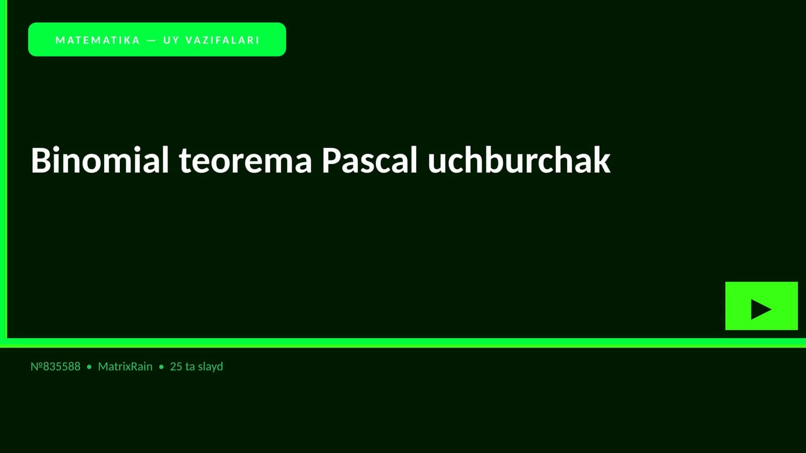 MATEMATIKA — UY VAZIFALARI