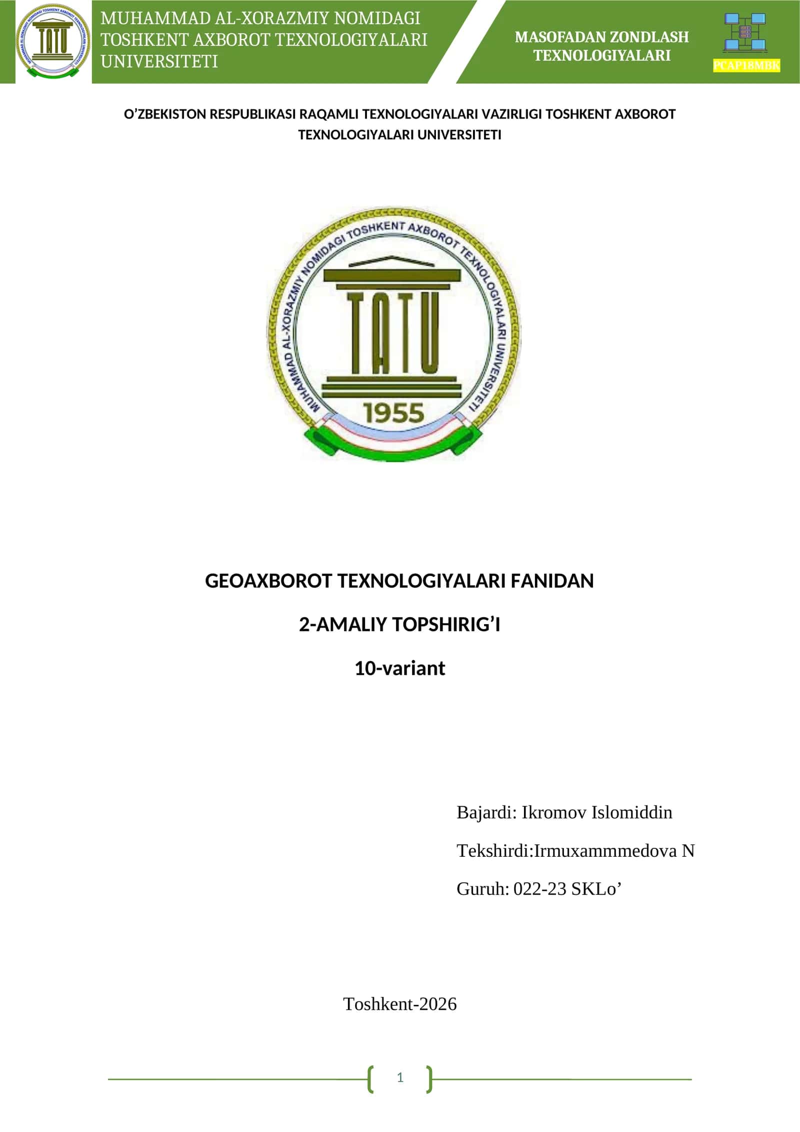 MASOFADAN ZONDLASH TEXNOLOGIYALARI