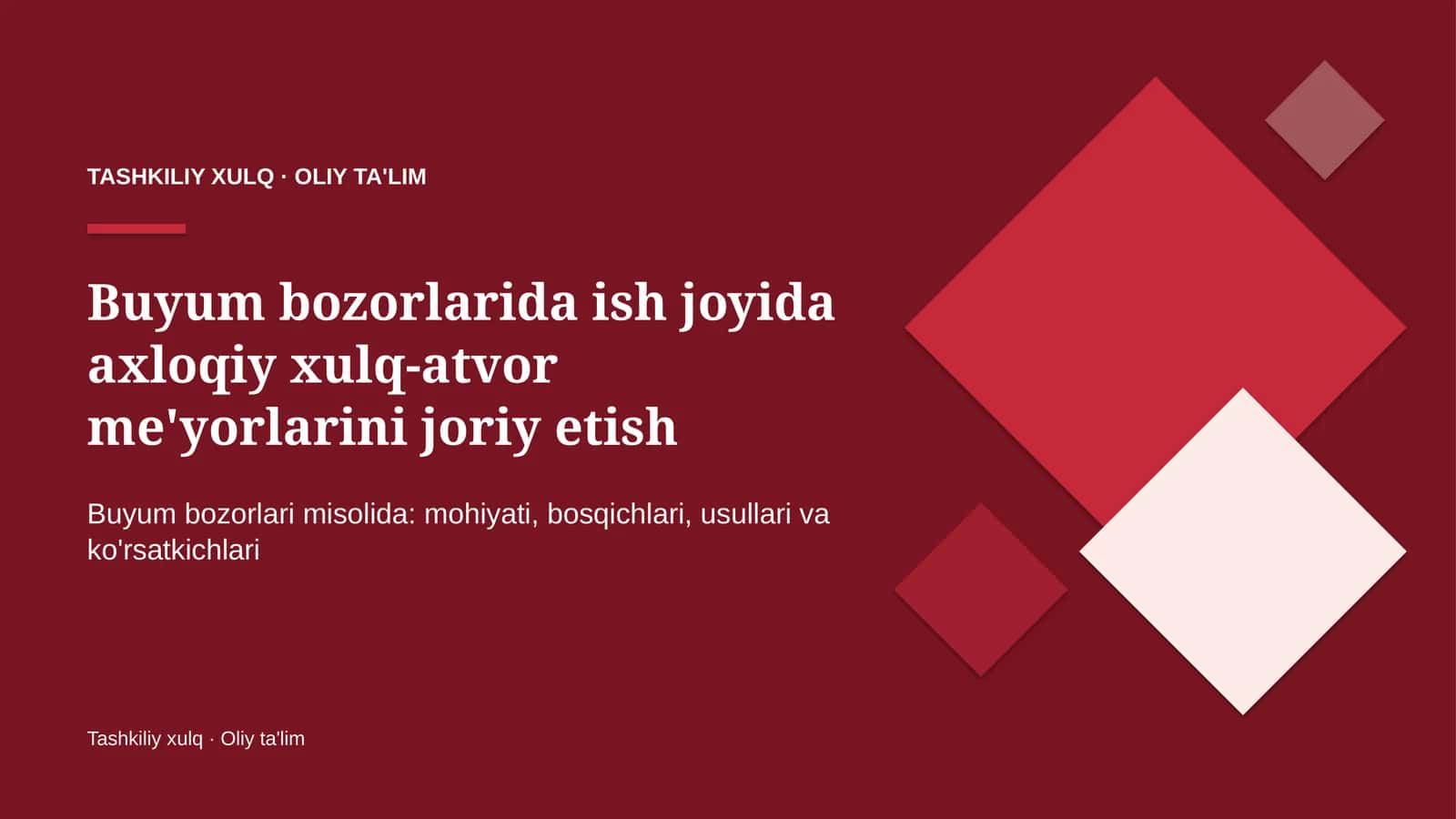 Axloqiy xulq-atvor me'yorlarini joriy etish: mohiyati