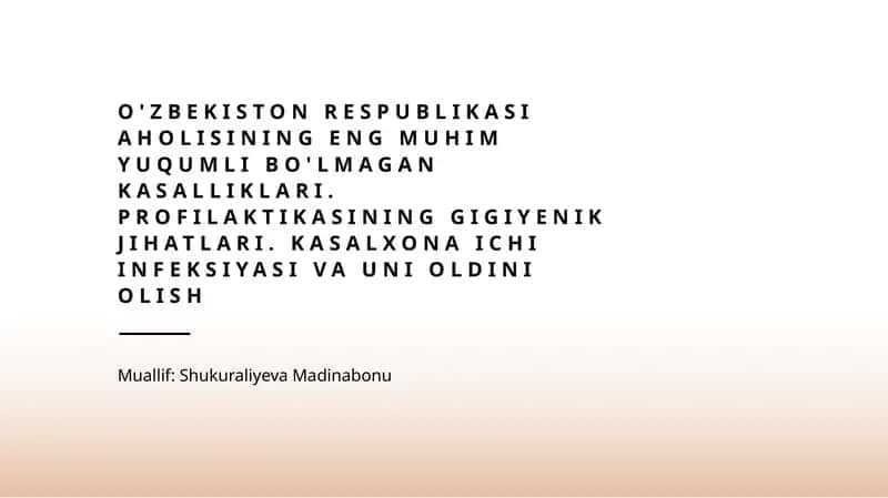 O'zbekistondagi Muqaddas bo'lmagan kasalliklar tahlili