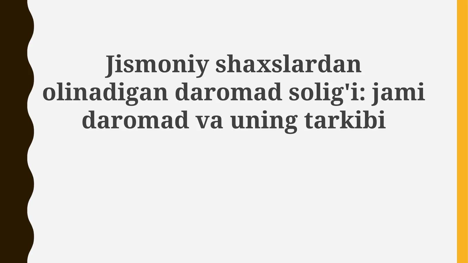 Jismoniyshaxslardanolinadigandaromadsolig'i:jamidaromadvauningtarkibi