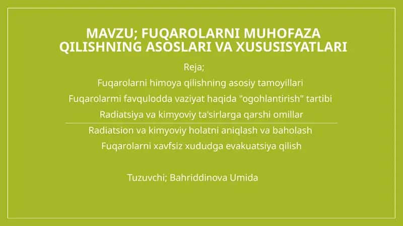 Fuqarolarni muhofaza qilishning asoslari va xususiyatlari