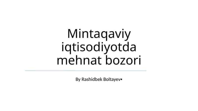 Mehnat Bozori Dinamikasi va Migratsiya