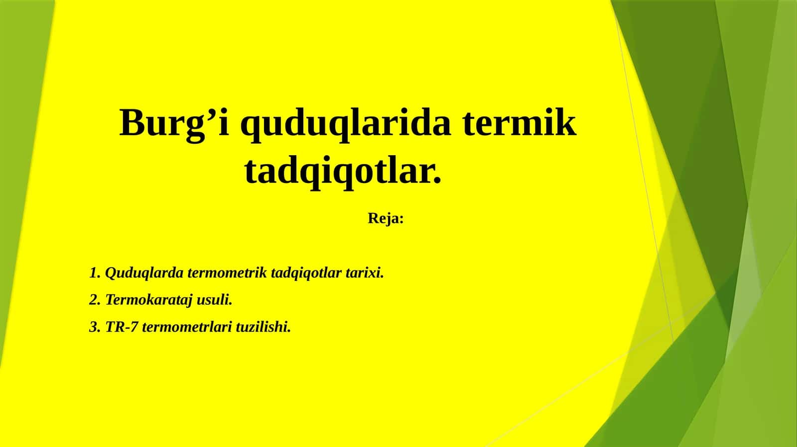 Burg’i quduqlarida termik tadqiqotlar