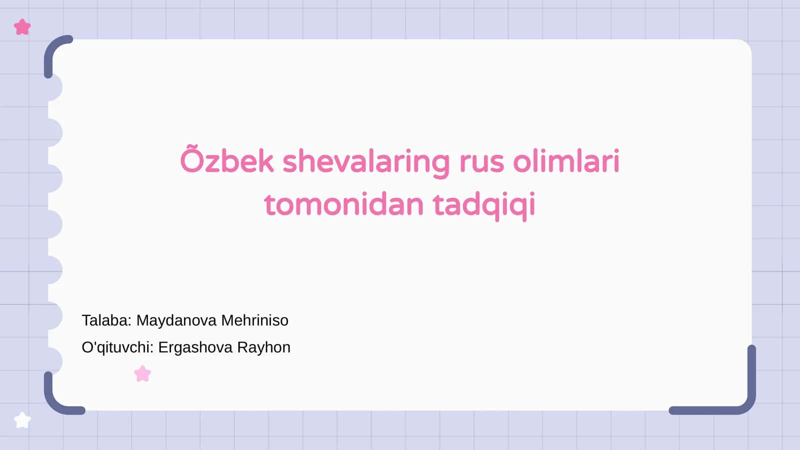 O'zbek shevalari rus olimlari tomonidan tadqiqi
