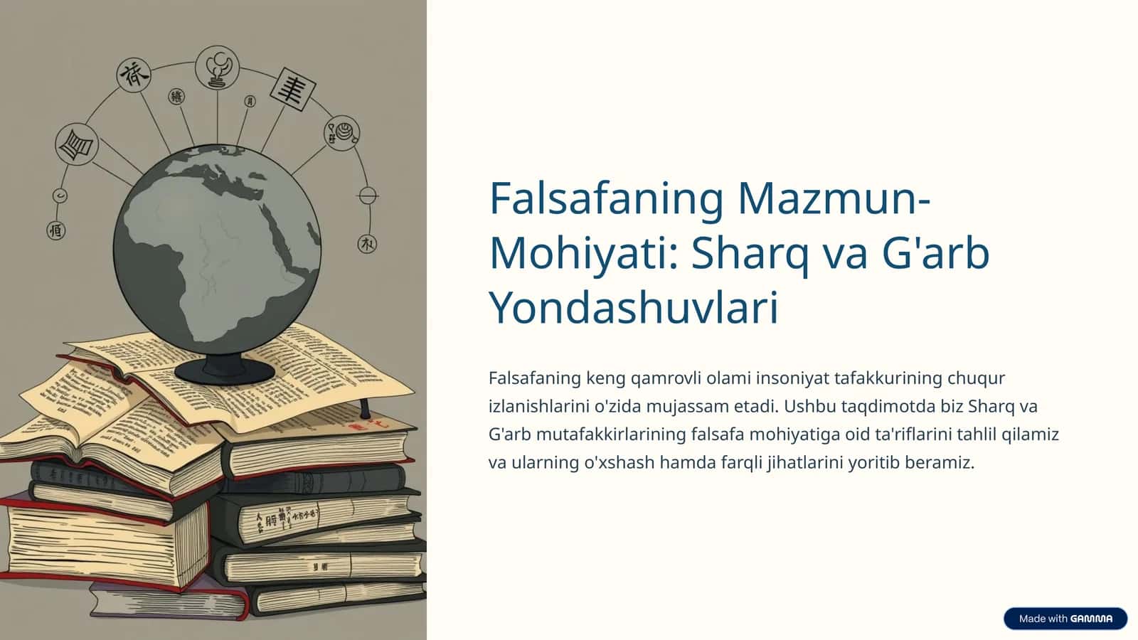 Falsafaning Mazmun-Mohiyati: Sharq va G'arb Yondashuvlari