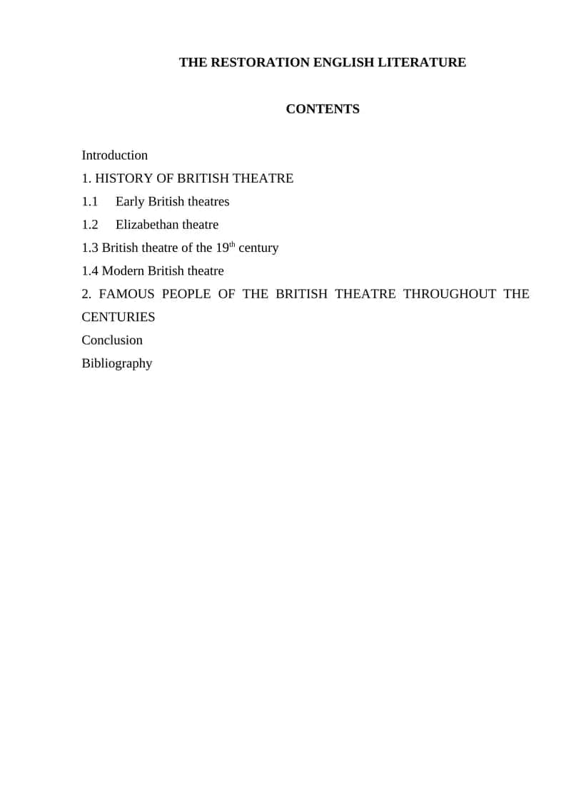 THE RESTORATION ENGLISH LITERATURE