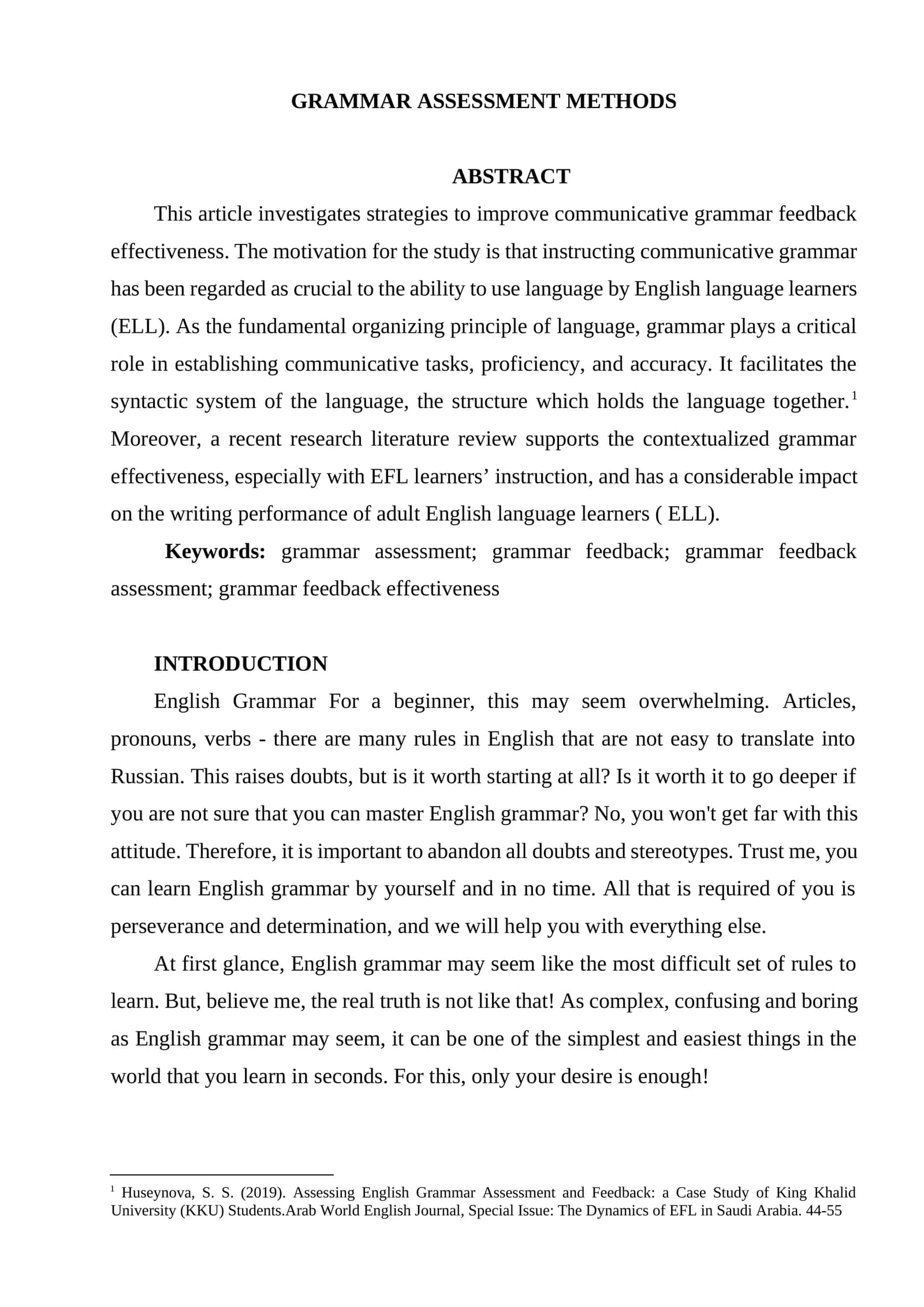 GRAMMAR assessment methods