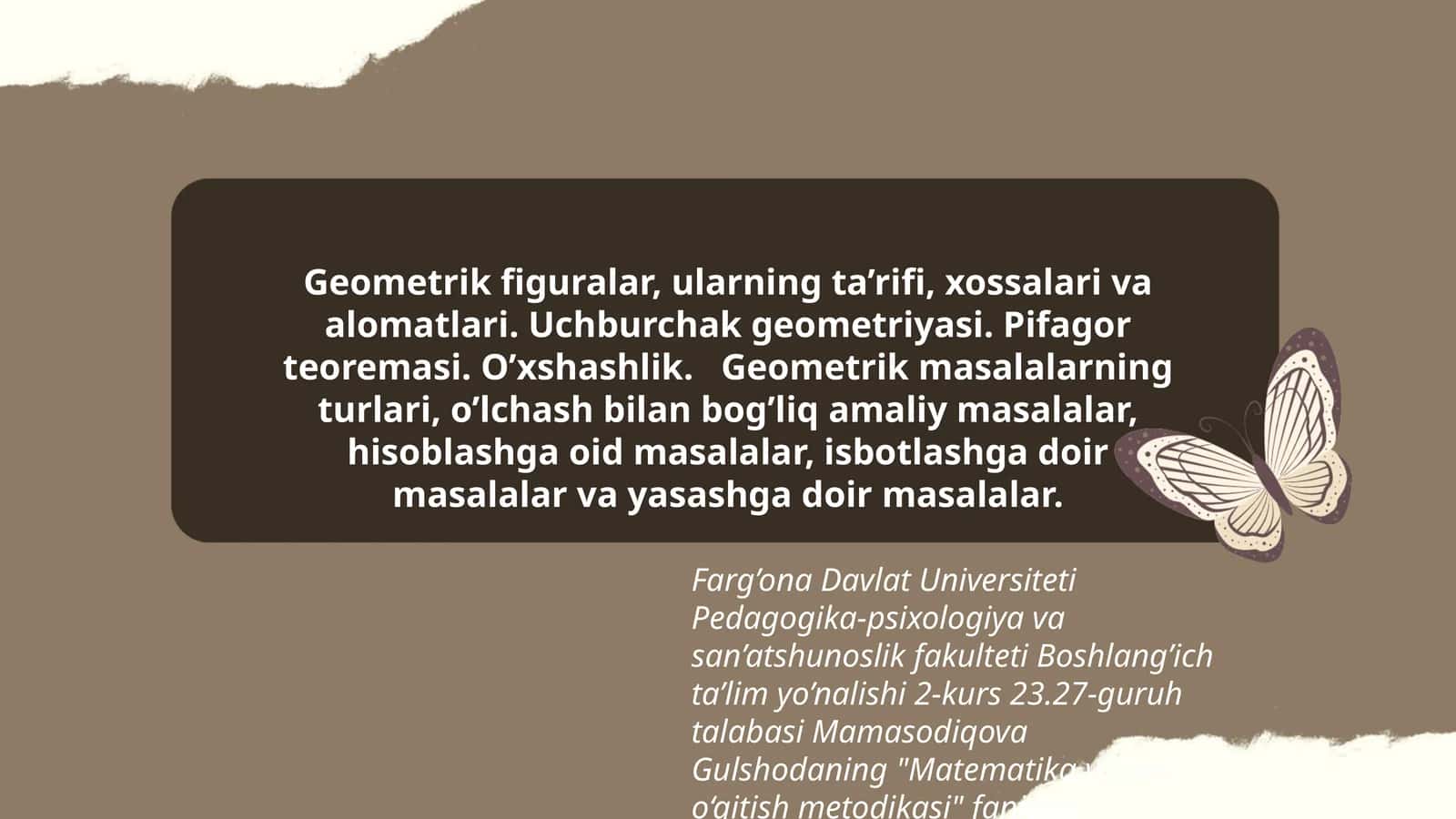 Matematika va uni o‘qitish metodikasi